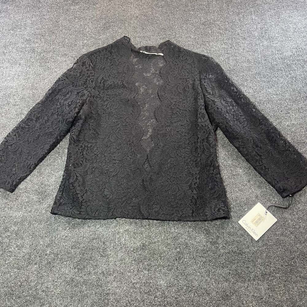 Calvin Klein Black Lace Open Front Shrug Cardigan Size S NWT